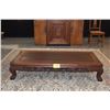 Image 1 : CHINESE VINTAGE ROSEWOOD COFFEE TABLE W/FLORAL RETICULATED DRAGON & CLAW FEET (59" X 30")