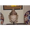 Image 2 : ANTIQUE THAI MARBLE BUDDHA HEAD ON STAND (14 1/2")