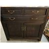 Image 2 : ANTIQUE CHINESE BLACKWOOD STORAGE CHEST W/3 DRAWERS & 2 DOORS (35 1/4" X 33" X 24")