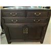 Image 2 : ANTIQUE CHINESE BLACKWOOD STORAGE CHEST W/3 DRAWERS & 2 DOORS (35 1/4" X 33" X 24")