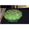 Image 2 : ANTIQUE CHINESE PORCELAIN MELON SHAPED SWEET MEAT BOX (9") (REPAIRED)