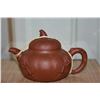 Image 1 : YIXING TEAPOT, PUMPKIN/SQUASH SHAPE, RED ZISHA CLAY (4" X 6" X 4")