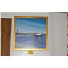 Image 1 : FRAMED ACRYLIC ON CANVAS, GOLDEN GATE BRIDGE & FORT POINT BOAT DOCK, TOM FANNING 2000 (26" X 28 1/2"