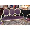 Image 2 : 3 PCS ENSEMBLE FRENCH SOFA & SIDE CHAIRS (2) (FABRIC: PURPLE VELVET) (3 PCS)