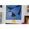 Image 1 : UNFRAMED ABSTRACT PAINTING (BLACK & BLUE) (15" X 24")