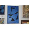 Image 2 : UNFRAMED ABSTRACT PAINTING (BLACK & BLUE) (15" X 24")