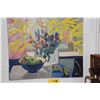 Image 2 : UNFRAMED STILL LIFE, FLOWERS & FRUIT; SIGNED 1944