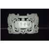 Image 2 : NEPHRITE DOUBLE DRAGON SPIRIT LOCK W/CHINESE CHARACTERS W/STAND (4" X 2 1/2")