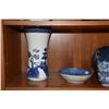 Image 2 : JAPANESE BLUE & WHITE PORCELAIN: VASES, TEA CUPS & DISH (5 PCS)