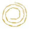 Image 4 : Fancy 14K Gold 29" Grooved Oval Bead Textured Open Bar Link Long Chain Necklace