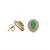 Image 2 : 2.30 ctw Emerald and 1.30 ctw Diamond 14K Yellow Gold Earrings
