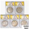 [5] Morgan SILV Dollars ANACS AU/MS [1887, 1889, 1