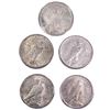 Image 2 : 1921-1927 Better Date US Silver Peace Dollars [5 C