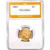 Image 1 : 1883 $3 Gold Piece PGA MS63