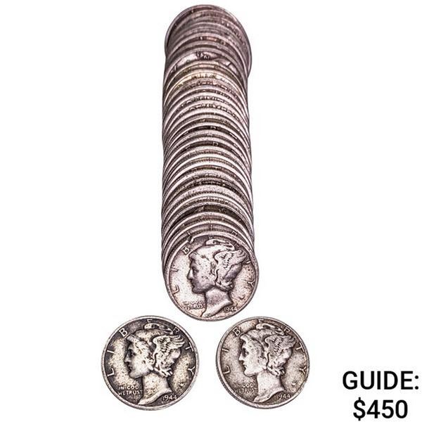 1940's-1950's Roosevelt & Mercury Dime Rolls [64 C