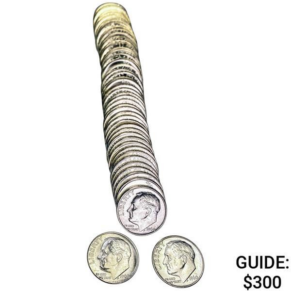 1960 1960 D BU Roosevelt Dime Roll [50 Coins]