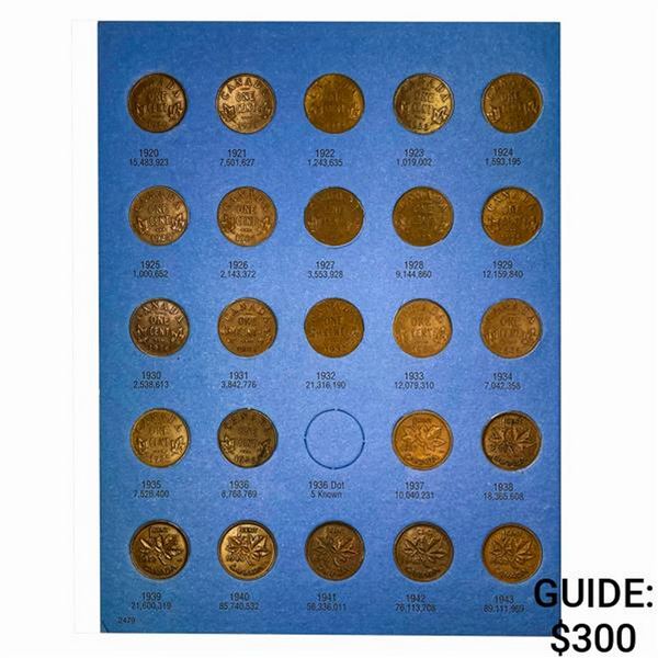 1920-1968 Canada 1c Album (73 Coins)