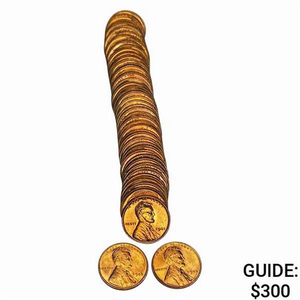1945 BU 1945 Lincoln Cent Roll (50 Coins