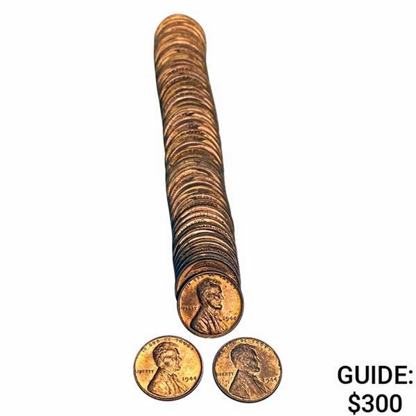 1944 BU 1944 Lincoln Cent Roll (50 Coins)