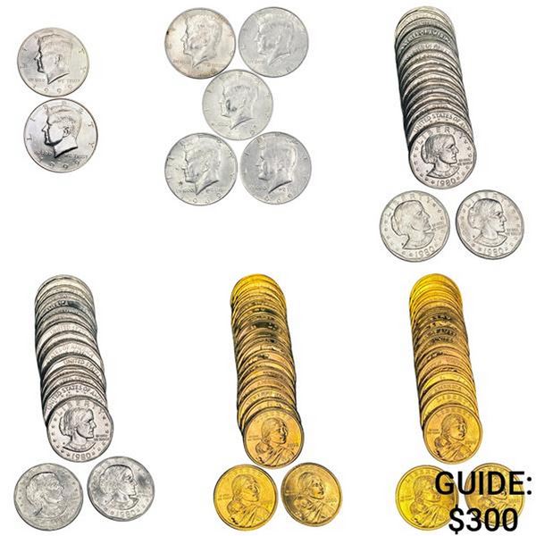 1960's-2000 $1 & 50c Roll Lot (87 Coins)