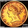Image 1 : 1891-CC $5 Gold Half Eagle UNCIRCULATED