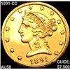 Image 1 : 1891-CC $5 Gold Half Eagle CHOICE AU
