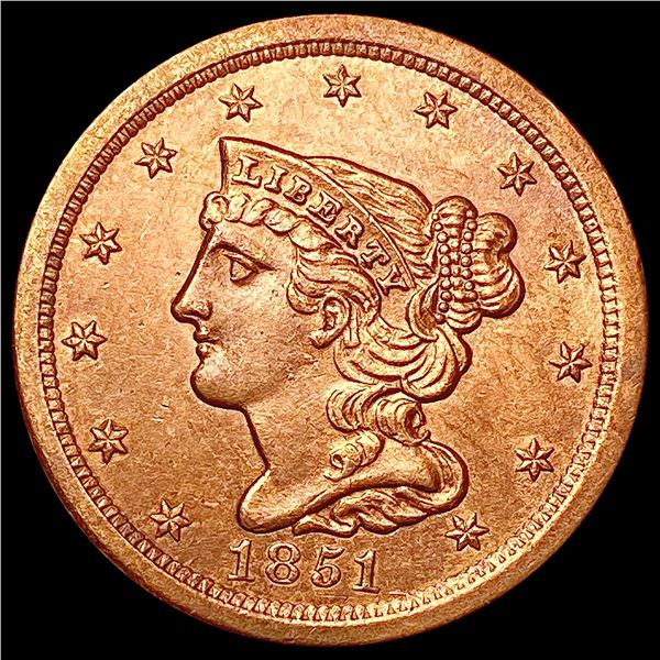 1851 RED Braided Hair Half Cent UNCIRCULATED
