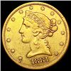 1881-S $5 Gold Half Eagle NEARLY UNCIRCULATED
