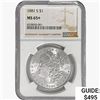 Image 1 : 1881-S Morgan Silver Dollar NGC MS65+