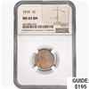 Image 1 : 1919 Wheat Cent NGC MS65 BN