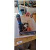 Image 1 : TOTE WITH THREE TAPE MEASURES, PROPANE BOTTLE AND MISC