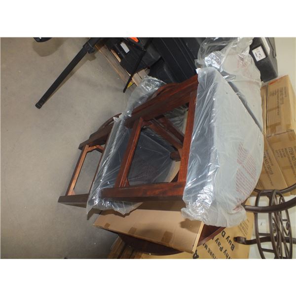 Wooden Glass Top Round Table w/ 4 Chairs