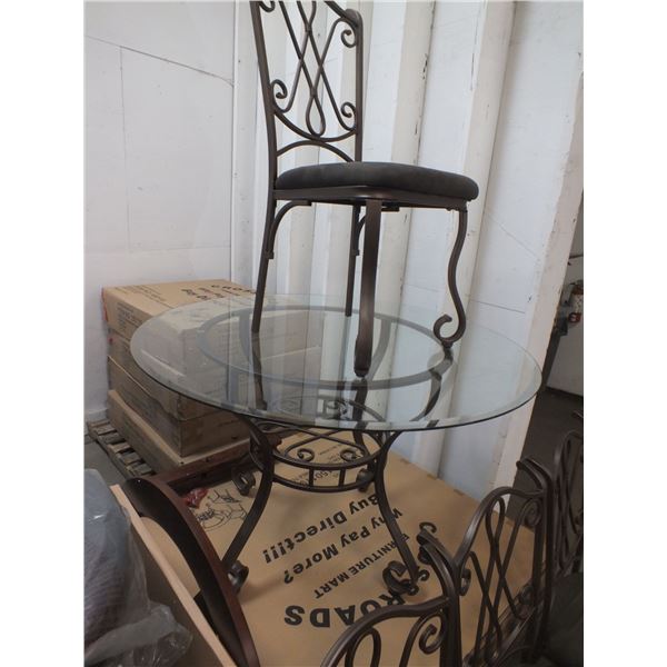 Glass Top Round Table w/ 4 Chairs