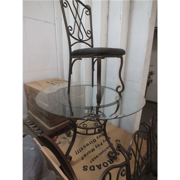 Glass Top Round Table w/ 4 Chairs