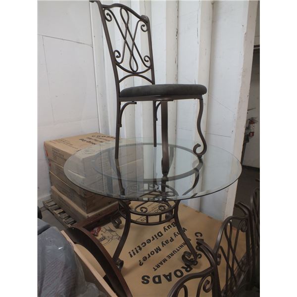 Glass Top Round Table w/ 4 Chairs
