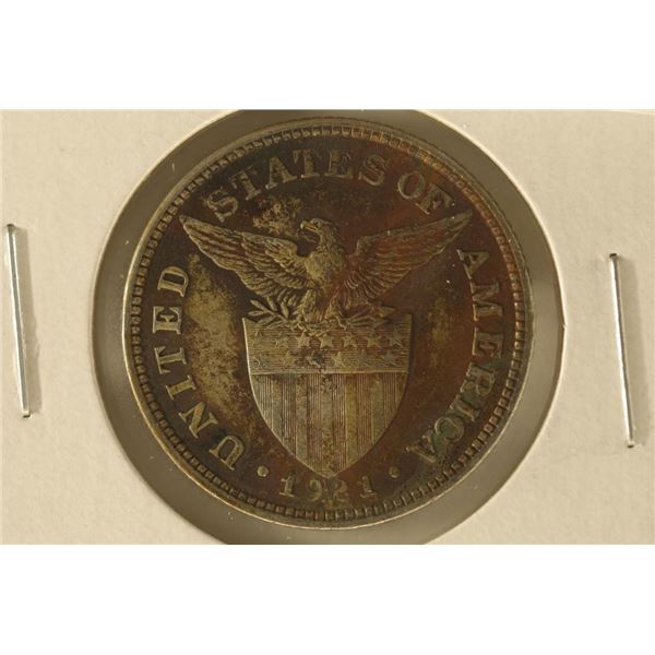 1921-S US/PHILIPPINES SILVER 50 CENTAVOS .2411