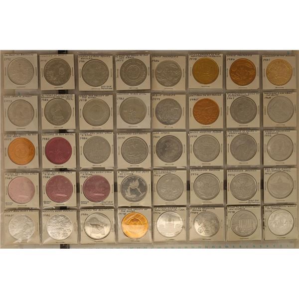 40 ASSORTED ALUMINUM MARDI GRAS TOKENS FROM THE