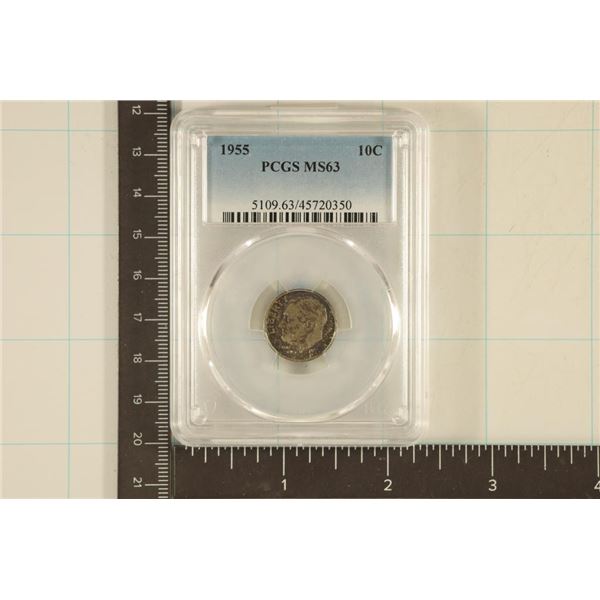 1955 SILVER ROOSEVELT DIME PCGS MS63
