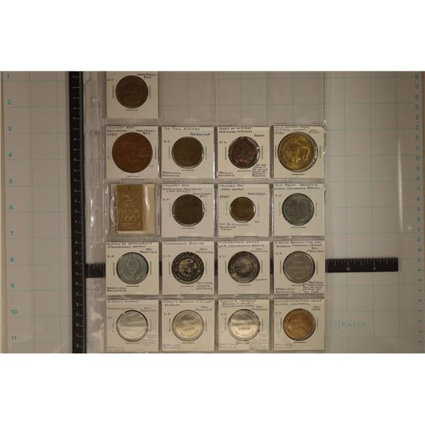 17 ASSORTED METAL SOUVENIR TOKENS: PAUL BUNYON,