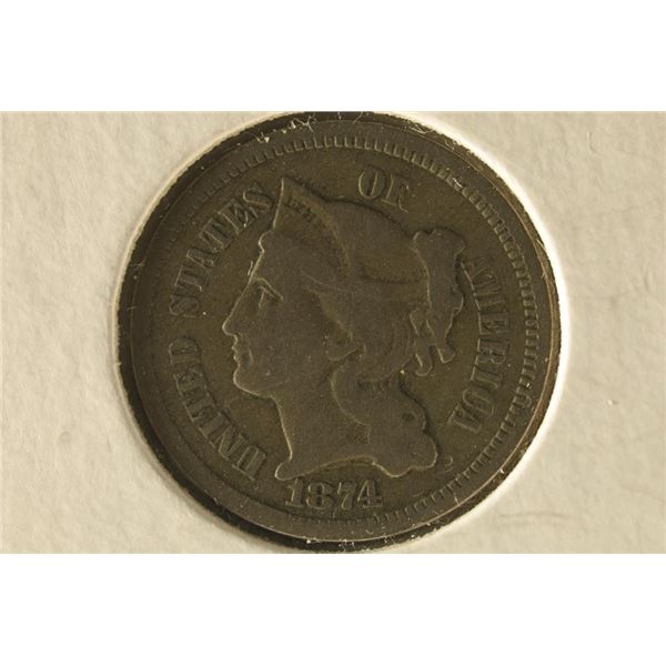 1874 US THREE CENT "NICKEL"