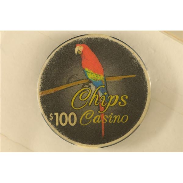 $100 CHIPS CASINO CHIP. BREMERTON, WASHINGTON