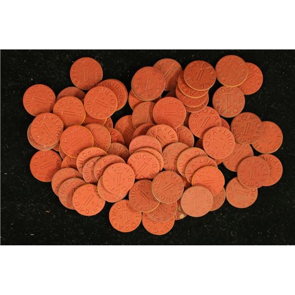 75-US RED TAX TOKENS MADE FROM WOOD PULP