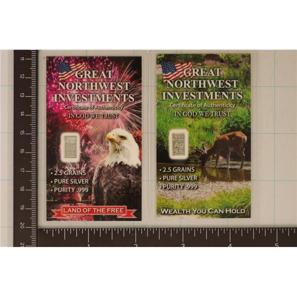 2-2.5 GRAINS (NOT GRAMS) .999 FINE SILVER INGOTS