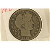 Image 1 : 1912-S SILVER BARBER HALF DOLLAR