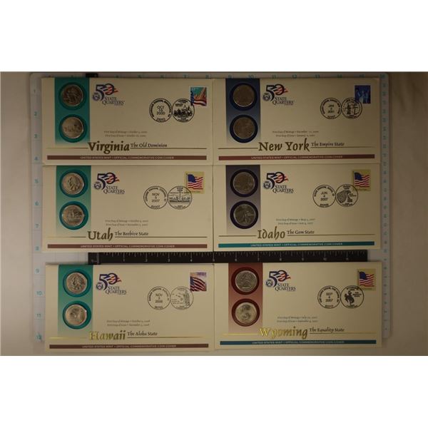 5 STATE QUARTER P & D QUARTER SETS IN FDC'S