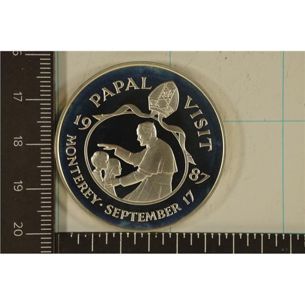 .76 OZ. PF STERLING SILVER 1987 PAPAL VISIT ROUND
