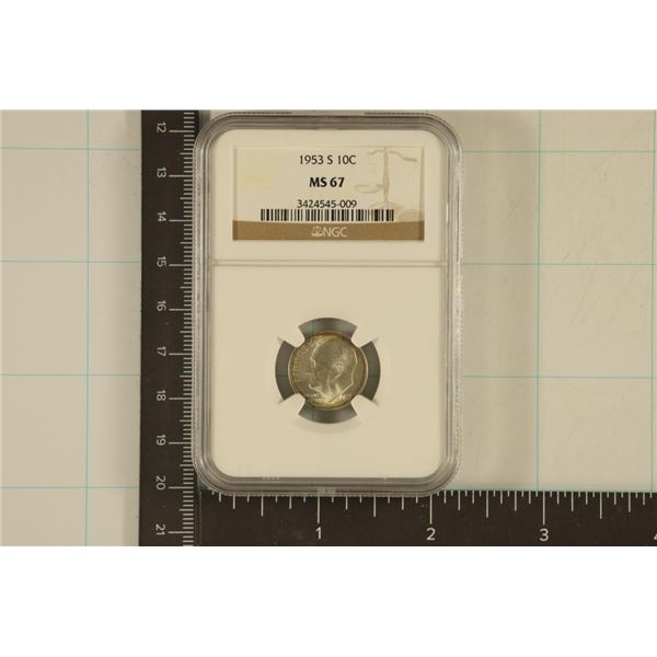 1953-S SILVER ROOSEVELT DIME NGC MS67