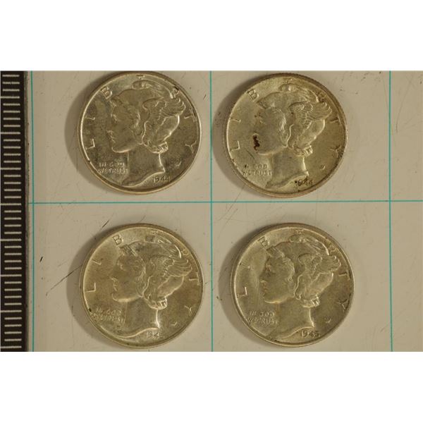 1944, 44-D, 45 & 1945-D SILVER MERCURY DIMES