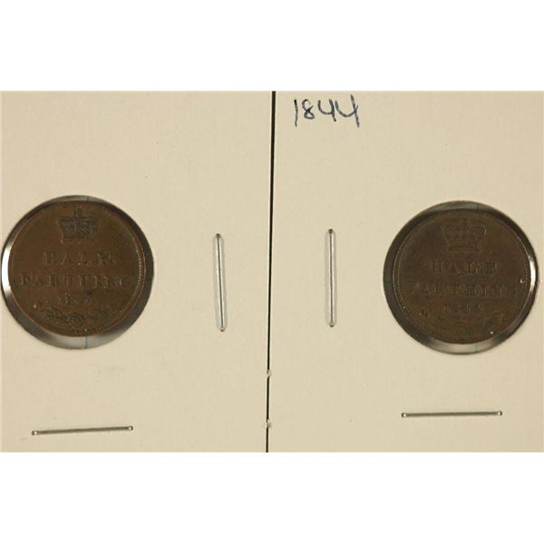 2 GREAT BRITAIN COPPER 1/2 FARTHINGS