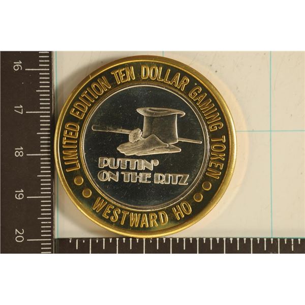 CASINO $10 SILVER TOKEN (UNC) WESTWARD HO CASINO